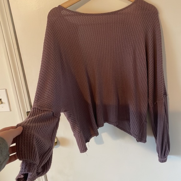 abound open back long sleeve waffle top - Picture 3 of 4